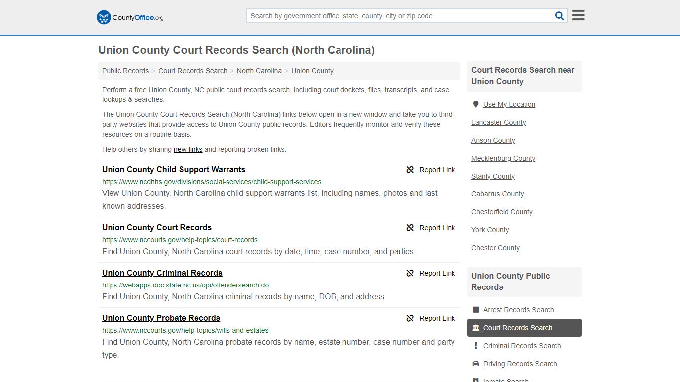 Union County Court Records Search (North Carolina) - County Office