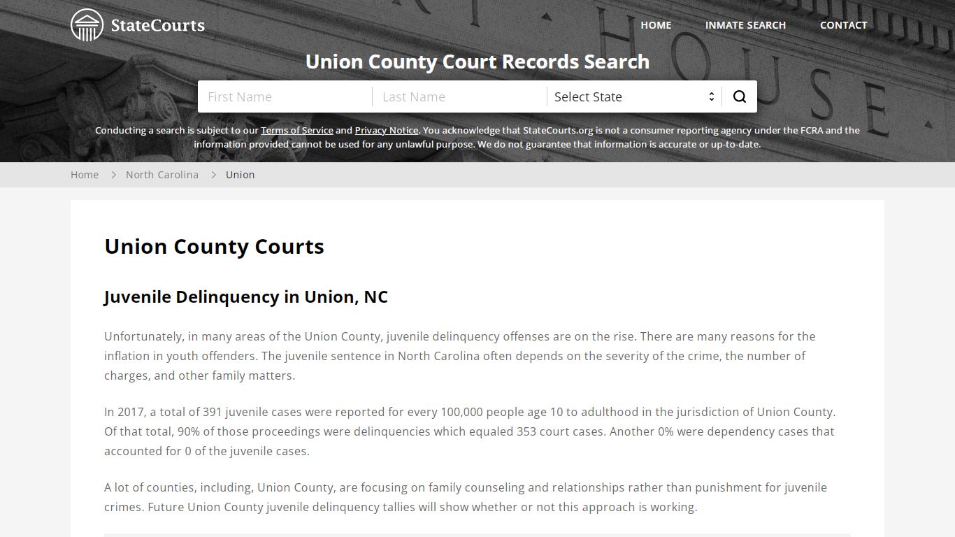 Union County, NC Courts - Records & Cases - StateCourts