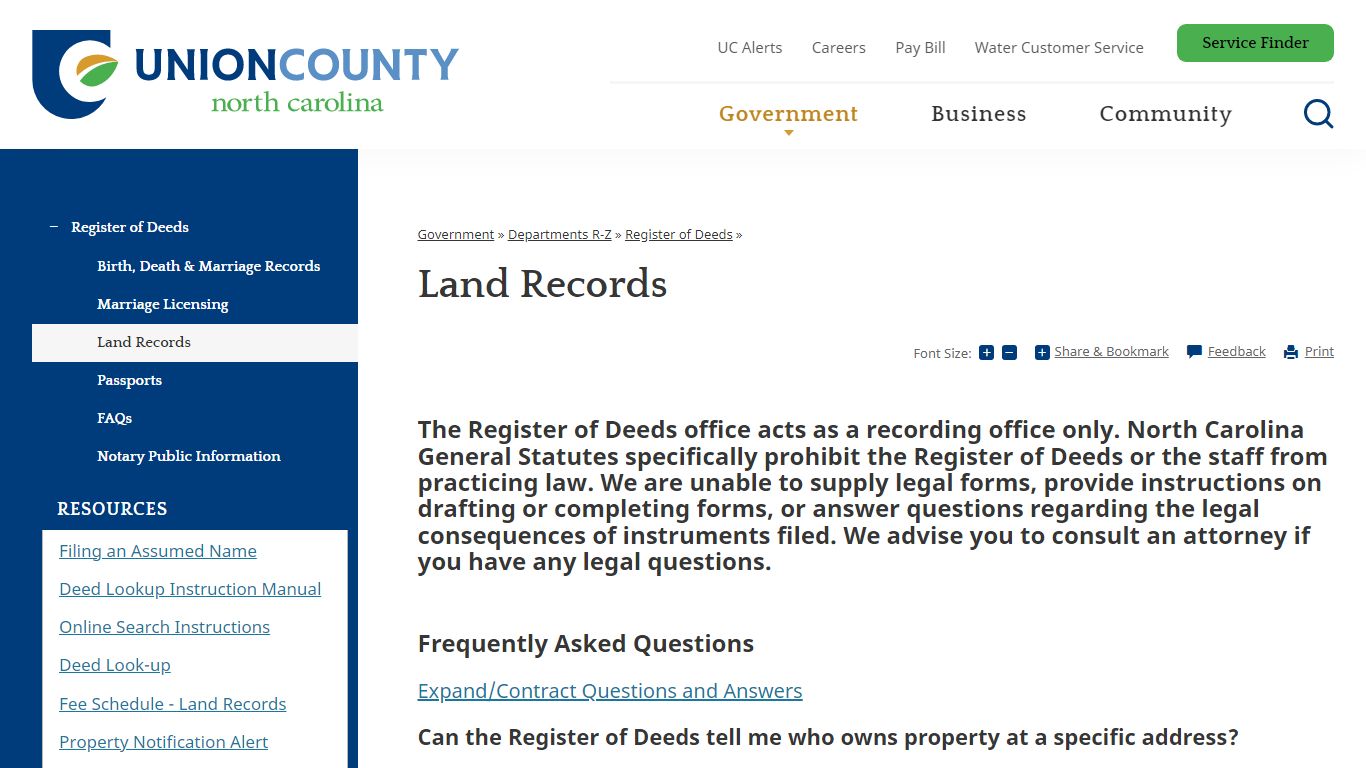Land Records | Union County, NC