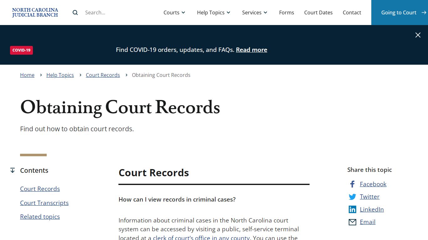 Obtaining Court Records | North Carolina Judicial Branch